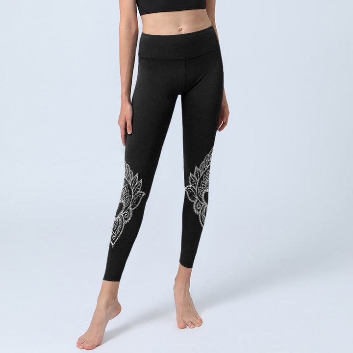 Buddha Stones Gymlegging/yogabroek voor dames met hartvormige bloemblaadjesprint - image 5