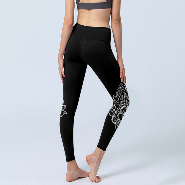 Buddha Stones Gymlegging/yogabroek voor dames met hartvormige bloemblaadjesprint - image 4