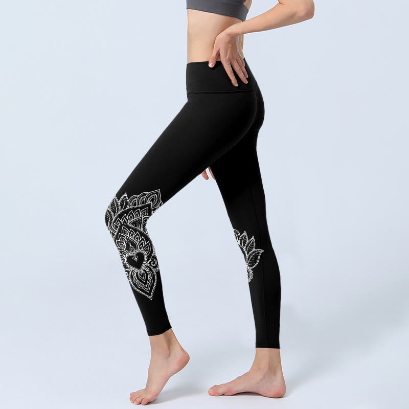 Buddha Stones Gymlegging/yogabroek voor dames met hartvormige bloemblaadjesprint - image 2