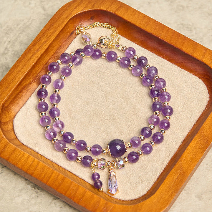 Buddha Stones Balancerende meerlaagse Armband met natuurlijke amethistkralen - image 4