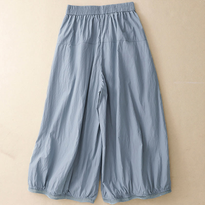 Buddha Stones Casual katoenen damesbroek met open zoom, Lengte 7-8, wijde pijpen en Zakken. - image 1