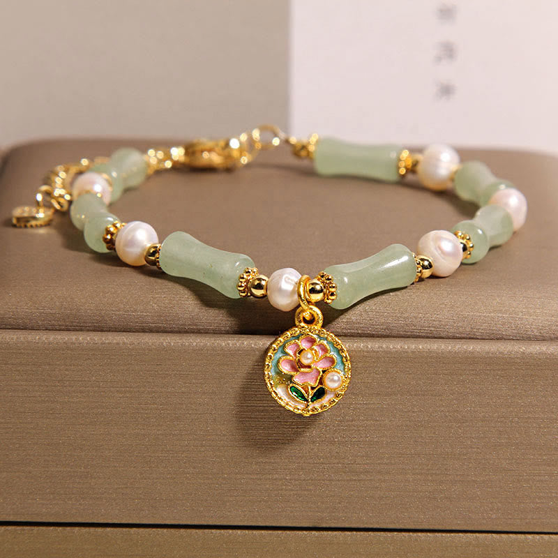 Buddha Stones Natuurlijke bamboe bloem groene aventurijn parel Armband - Groene aventurijn (Polsomtrek: 18-22 cm) - image 0