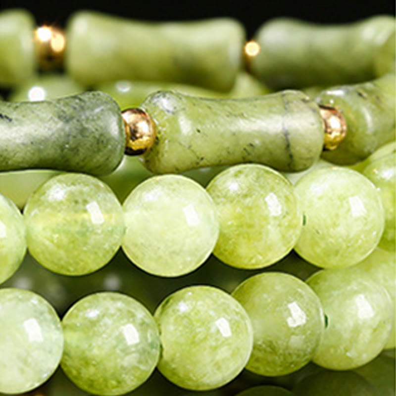 Buddha Stones Retro meerlaagse lelietje-van-de-dalen bamboe groene chalcedoon Armband - image 11