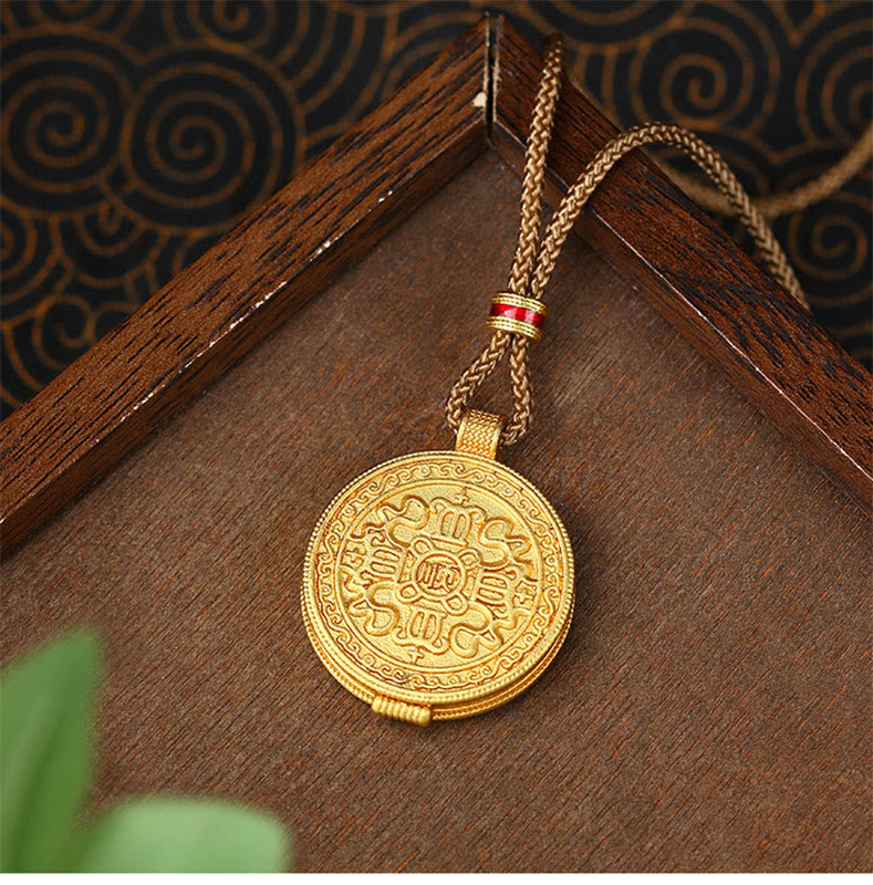 Buddha Stones Om Mani Padme Hum Openbare Koper Vergulde Rijkdom Ketting - image 2