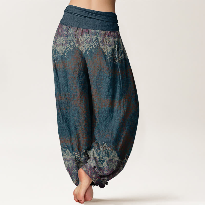 Buddha Stones Casual harembroek voor dames van 100% Cotton met Lycoris Radiata Mandala-patroon en elastische Taille . - image 1