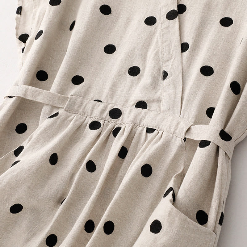 Buddha Stones Midi jurk voor dames met V-hals, vetersluiting en Zakken. - image 12