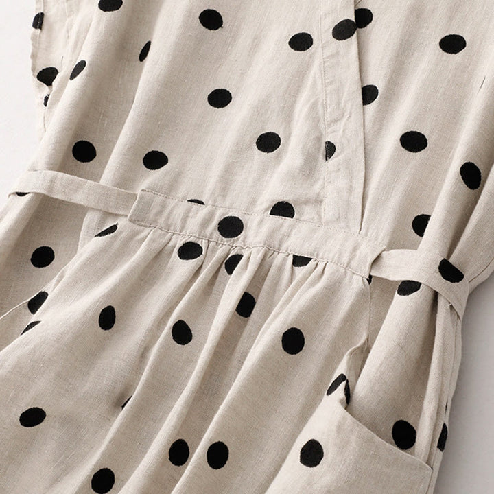 Buddha Stones Midi jurk voor dames met V-hals, vetersluiting en Zakken. - image 12