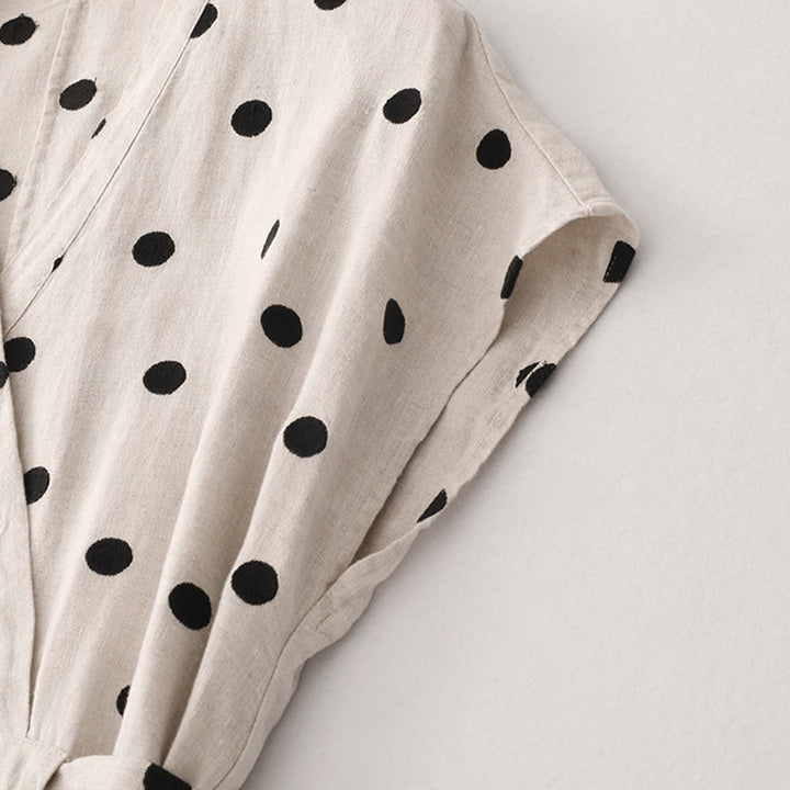 Buddha Stones Midi jurk voor dames met V-hals, vetersluiting en Zakken. - image 11