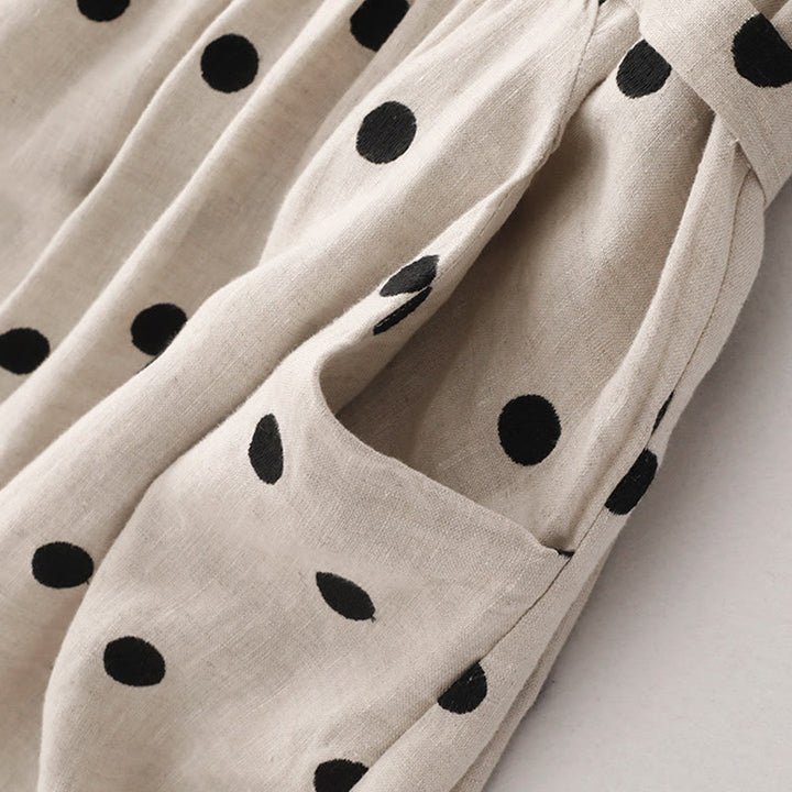 Buddha Stones Midi jurk voor dames met V-hals, vetersluiting en Zakken. - image 13