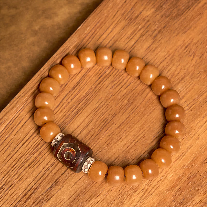 Buddha Stones Tibetaanse Bodhi Dzi-kraal Armband ter bescherming tegen boze geesten - Bodhizaad en Dzi-kralen (Polsomtrek: 15-17 cm) - image 0