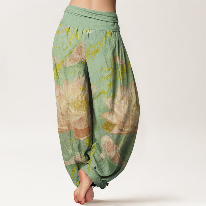 Buddha Stones Katoenen casual harembroek met lotusbloem- en koivispatroon voor dames - image 5