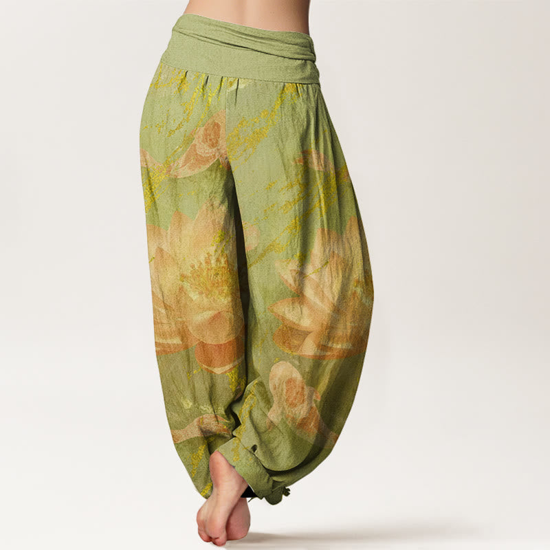 Buddha Stones Katoenen casual harembroek met lotusbloem- en koivispatroon voor dames - image 8