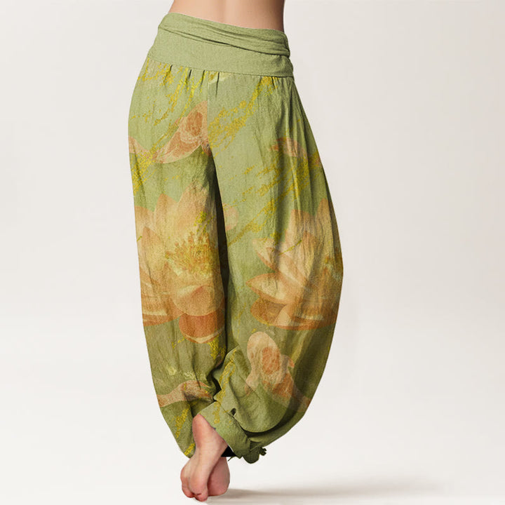 Buddha Stones Katoenen casual harembroek met lotusbloem- en koivispatroon voor dames - image 8