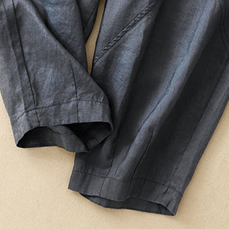 Buddha Stones Casual effen Cropped broek voor dames, harembroek met Zakken - image 3