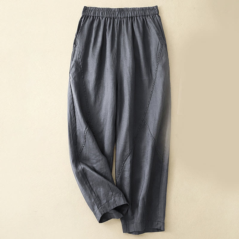 Buddha Stones Casual effen Cropped broek voor dames, harembroek met Zakken - Staalblauw - US8-10，UK/AU12-14，EU40-42 (2XL) - image 0