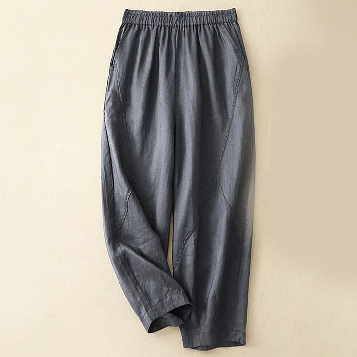 Buddha Stones Casual effen Cropped broek voor dames, harembroek met Zakken - Staalblauw - US8-10，UK/AU12-14，EU40-42 (2XL) - image 0