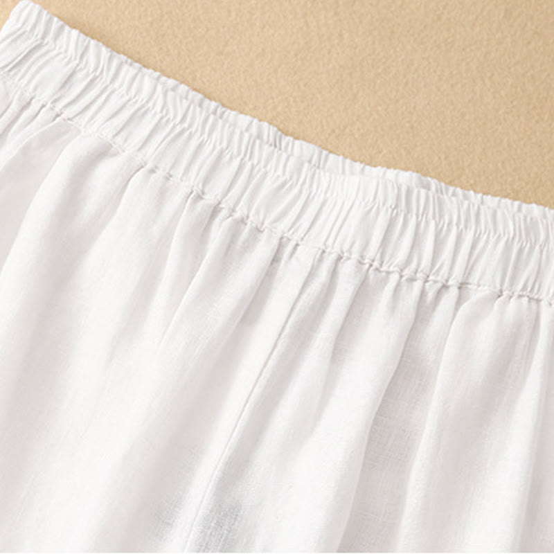 Buddha Stones Casual effen Cropped broek voor dames, harembroek met Zakken - image 9