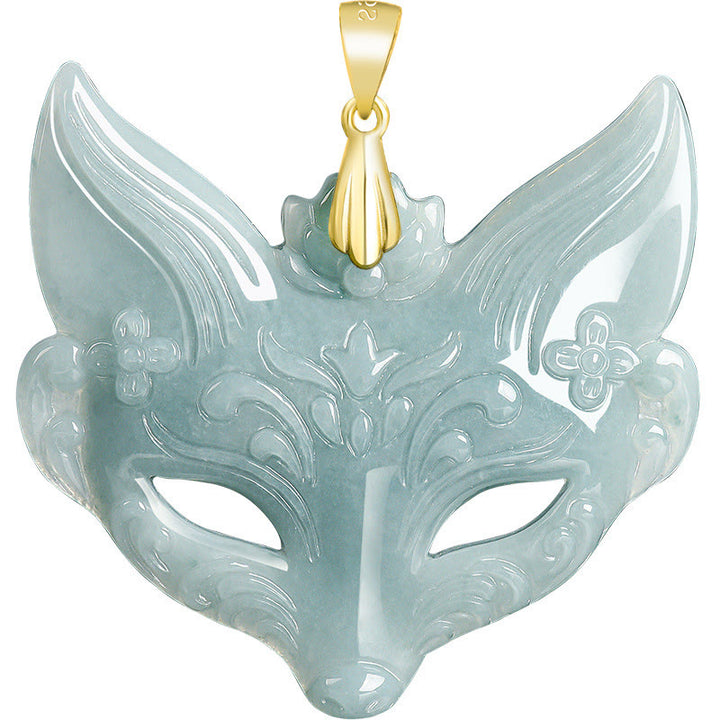 Buddha Stones Vossenmasker Jade Titanium Stalen Ketting Gelukshanger - image 12