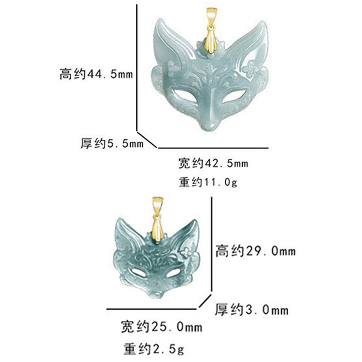 Buddha Stones Vossenmasker Jade Titanium Stalen Ketting Gelukshanger - image 11