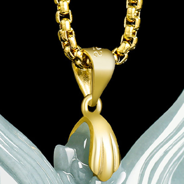 Buddha Stones Vossenmasker Jade Titanium Stalen Ketting Gelukshanger - image 2