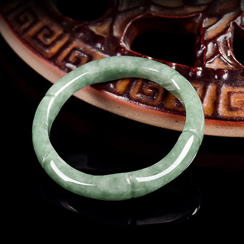 Buddha Stones Natuurlijke bamboe design jade overvloed Ring - image 3