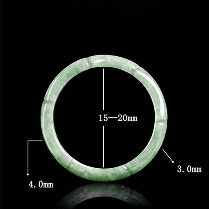 Buddha Stones Natuurlijke bamboe design jade overvloed Ring - image 8
