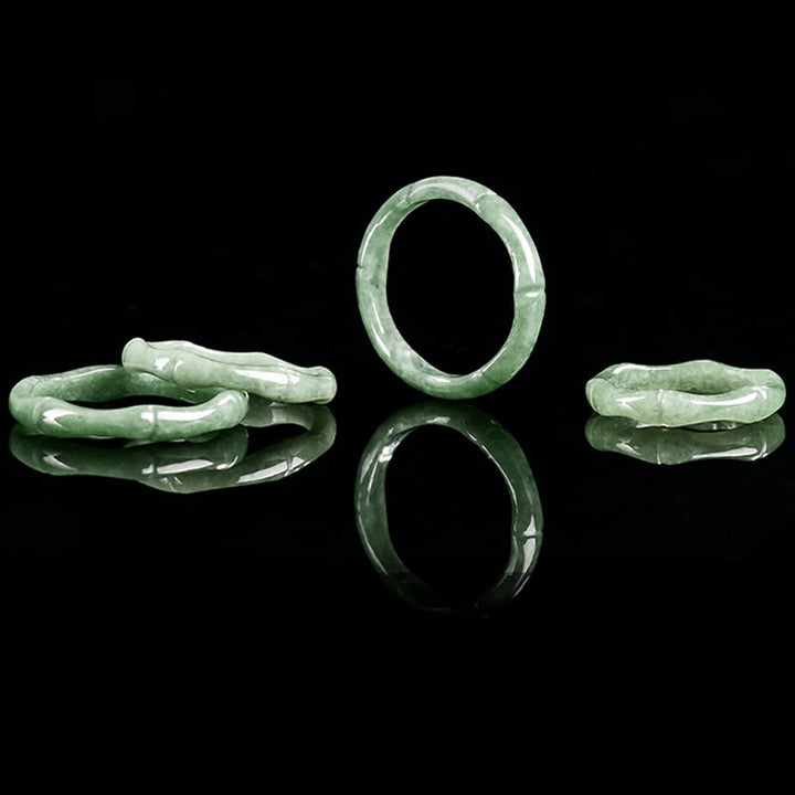 Buddha Stones Natuurlijke bamboe design jade overvloed Ring - image 9