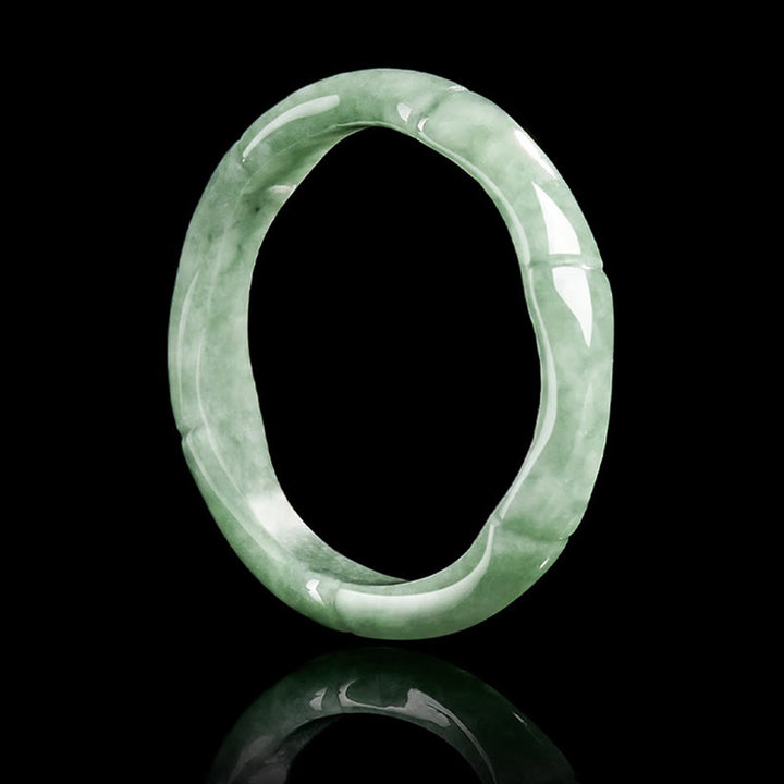 Buddha Stones Natuurlijke bamboe design jade overvloed Ring - image 1
