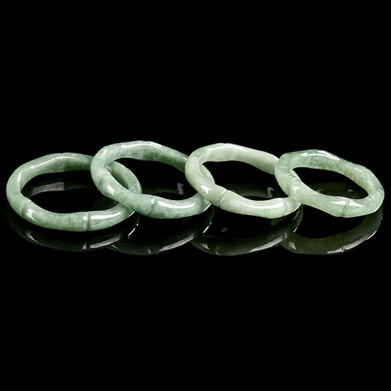 Buddha Stones Natuurlijke bamboe design jade overvloed Ring - image 11