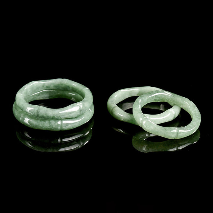 Buddha Stones Natuurlijke bamboe design jade overvloed Ring - image 10