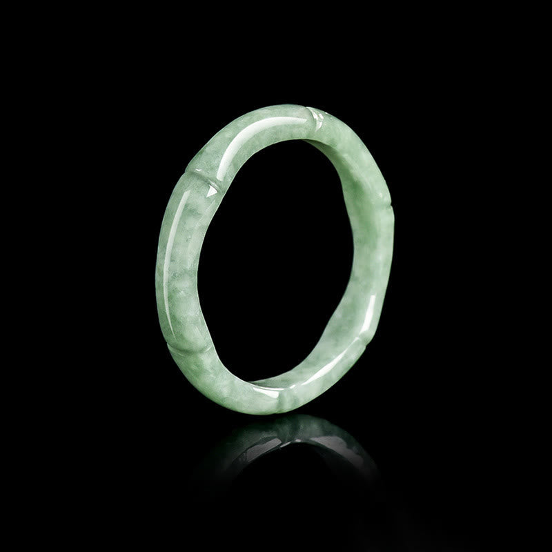 Buddha Stones Natuurlijke bamboe design jade overvloed Ring - 22 mm - image 0