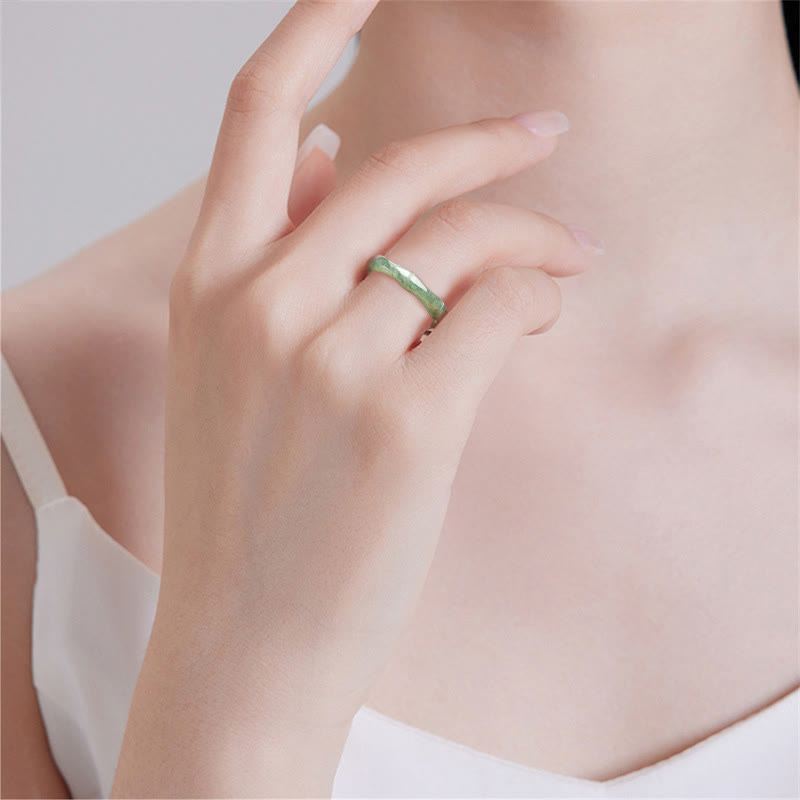 Buddha Stones Natuurlijke bamboe design jade overvloed Ring - image 7