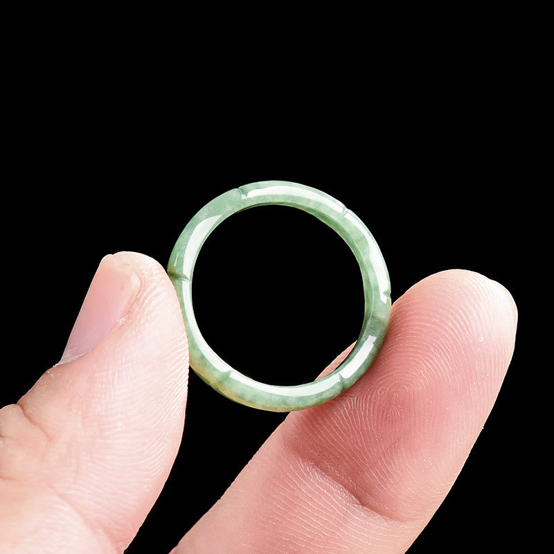 Buddha Stones Natuurlijke bamboe design jade overvloed Ring - image 4