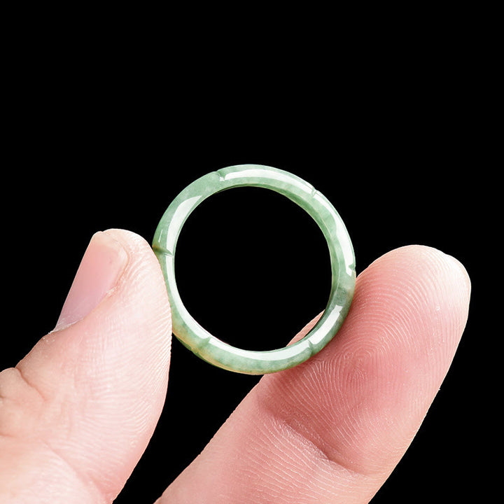 Buddha Stones Natuurlijke bamboe design jade overvloed Ring - image 4