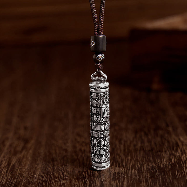Buddha Stones Koperen Fu karakter draak patroon balans hanger Ketting - Fu-personage - image 5