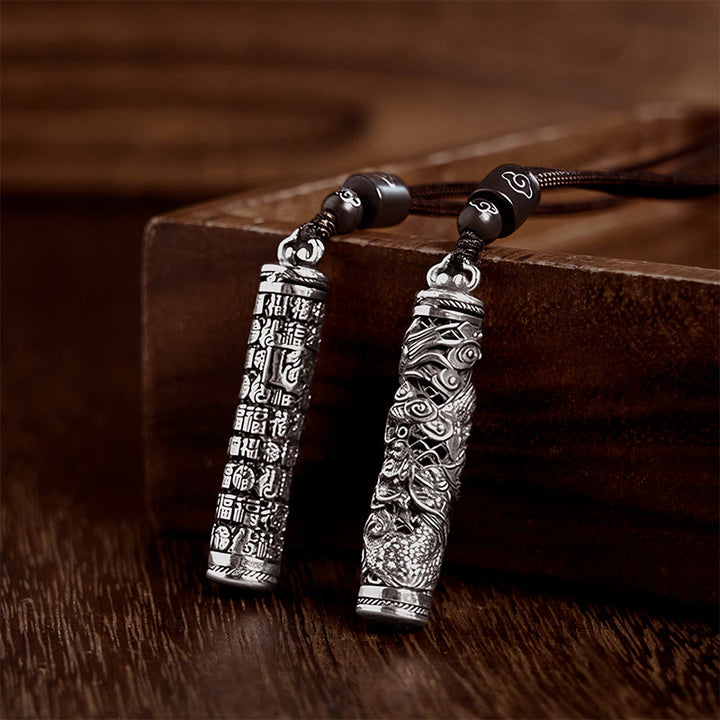 Buddha Stones Koperen Fu karakter draak patroon balans hanger Ketting - image 10