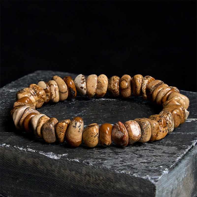 Buddha Stones Picture Jasper Irregular Blocks Balance Armband - 17-17,5 cm - image 0