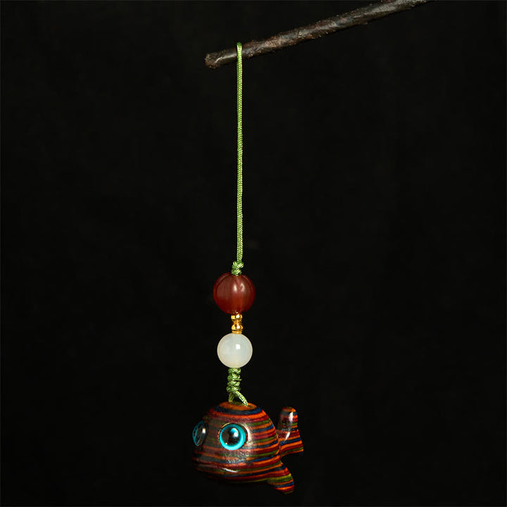 Buddha Stones Regenboog eucalyptus dolfijn gesneden positieve sleutelhanger Telefoonhanger decoratie - image 10