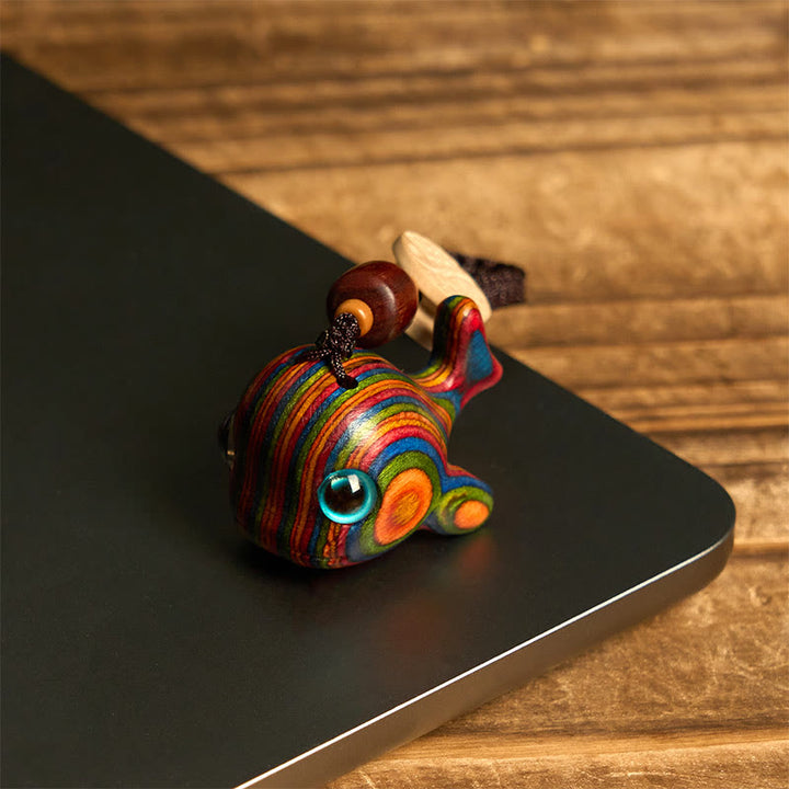 Buddha Stones Regenboog eucalyptus dolfijn gesneden positieve sleutelhanger Telefoonhanger decoratie - image 3