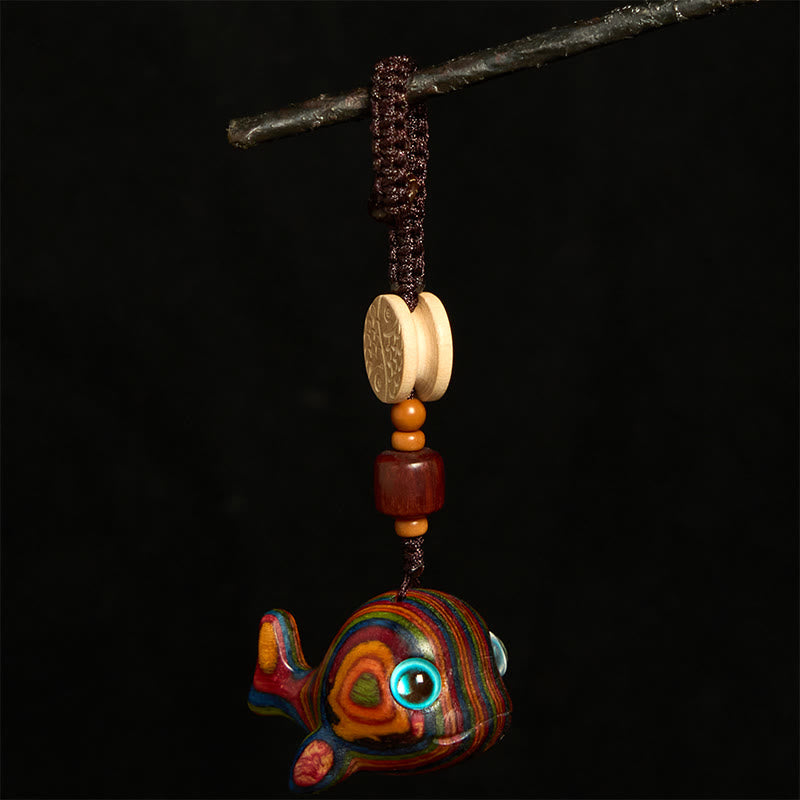 Buddha Stones Regenboog eucalyptus dolfijn gesneden positieve sleutelhanger Telefoonhanger decoratie - image 1