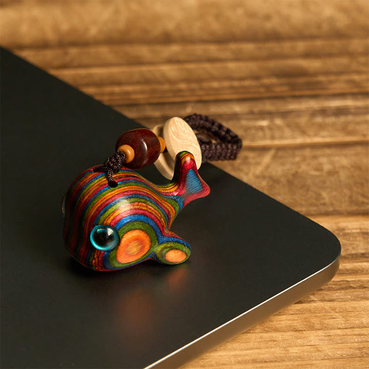 Buddha Stones Regenboog eucalyptus dolfijn gesneden positieve sleutelhanger Telefoonhanger decoratie - image 8