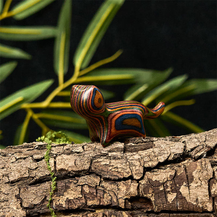 Buddha Stones Mini regenboog eucalyptus wandelende kat gesneden om stress te verminderen decoratie - image 6