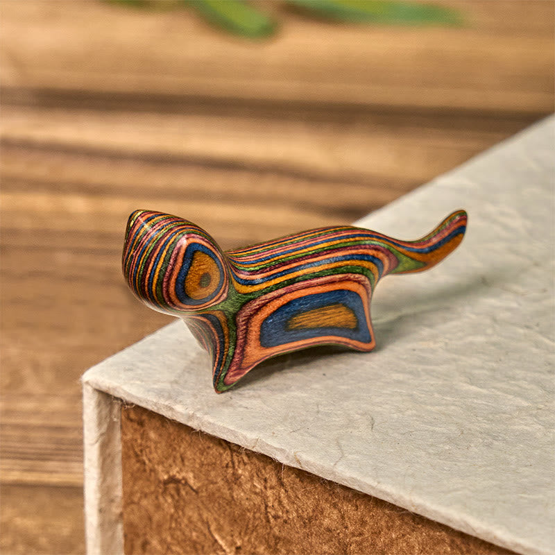 Buddha Stones Mini regenboog eucalyptus wandelende kat gesneden om stress te verminderen decoratie - image 2
