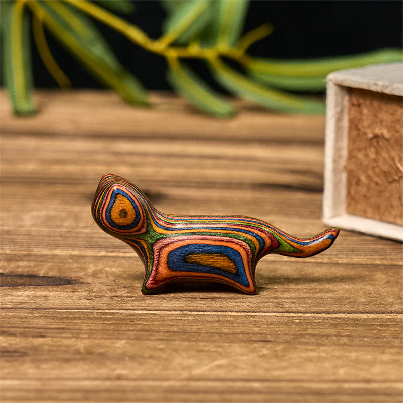 Buddha Stones Mini regenboog eucalyptus wandelende kat gesneden om stress te verminderen decoratie - image 3