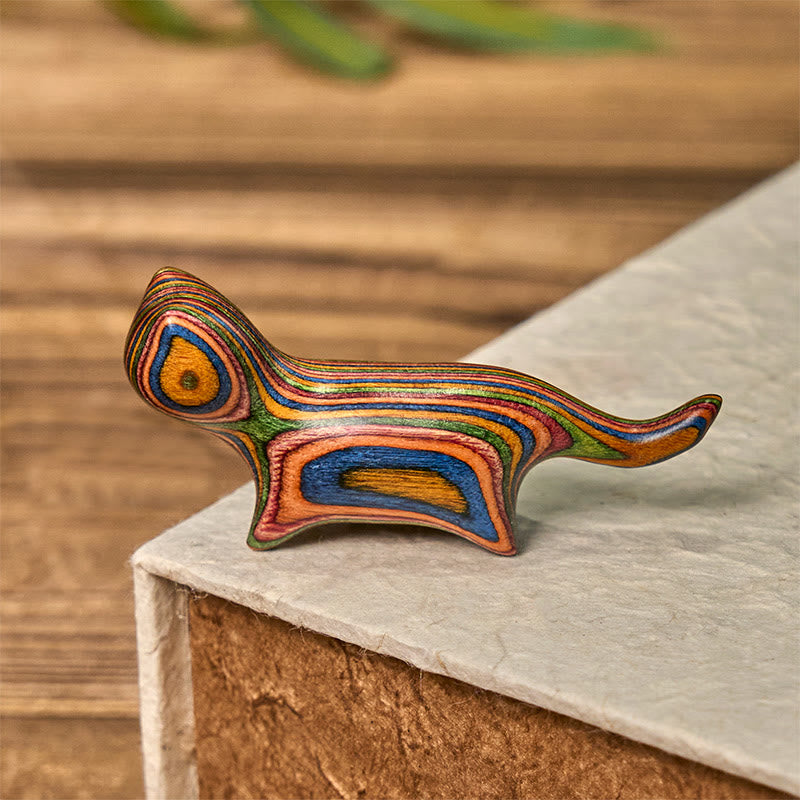 Buddha Stones Mini regenboog eucalyptus wandelende kat gesneden om stress te verminderen decoratie - image 1