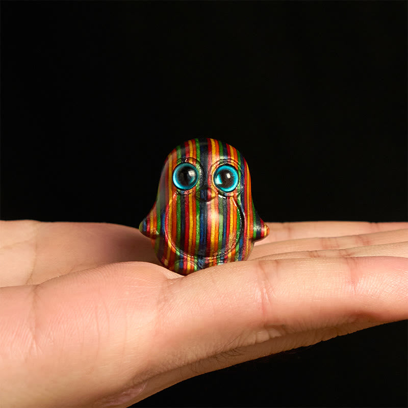 Buddha Stones 2 stuks mini regenboog eucalyptus pinguïns, gesneden creatieve decoratie - image 3