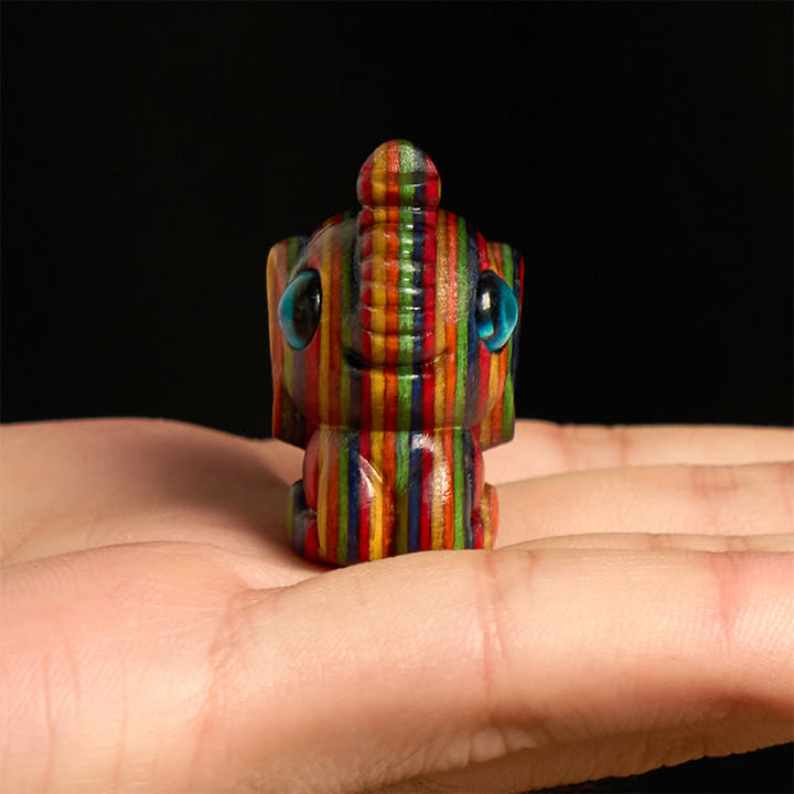 Buddha Stones 2 stuks mini regenboog eucalyptus olifantjes met gesneden krachtdecoratie - image 3