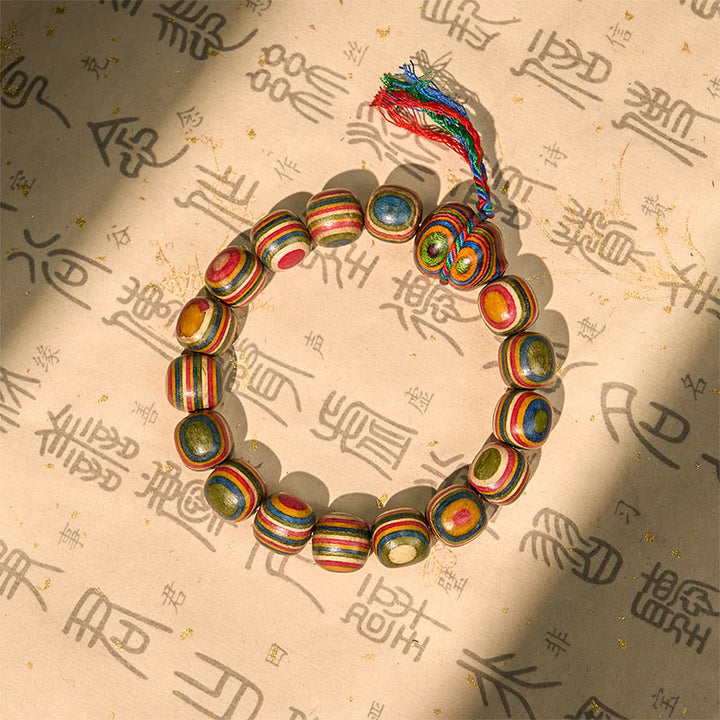 Buddha Stones Kleurrijke regenboog eucalyptus pompoen positieve Armband - 11* 12mm(Polsomtrek 14-16,5 cm) - image 0