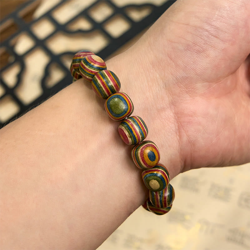 Buddha Stones Kleurrijke regenboog eucalyptus pompoen positieve Armband - image 4