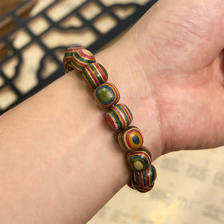 Buddha Stones Kleurrijke regenboog eucalyptus pompoen positieve Armband - image 4